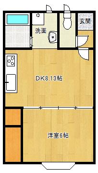 ラブラドールドリーム(1DK/2階)の間取り写真