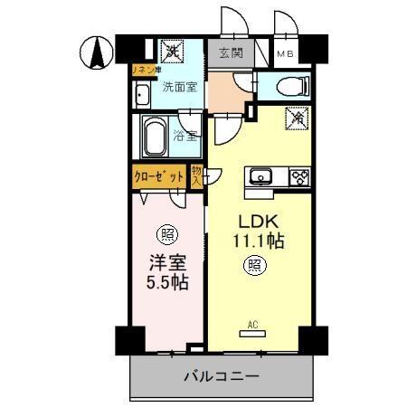 HABITAT平野(1LDK/1階)の間取り写真