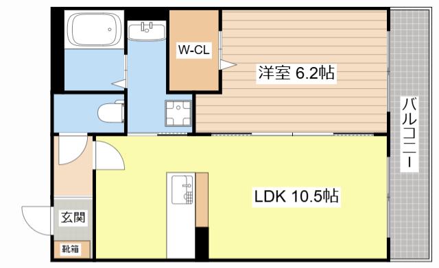 GREEN AWAY(1LDK/2階)の間取り写真