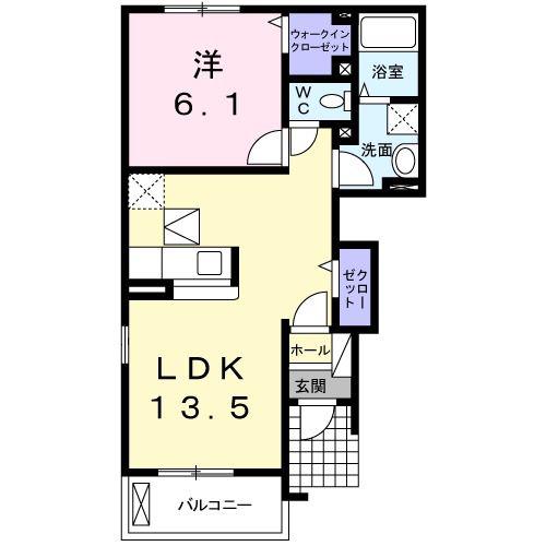 カレントガーデン(1LDK/1階)の間取り写真