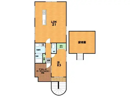 セラフィーコート新町(1LDK/3階)の間取り写真