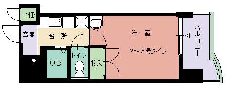 フェニックス壱番館(1K/6階)の間取り写真