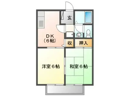 ジュネス新涯(2DK/2階)の間取り写真