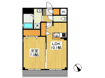 フォブール放駒(1LDK/2階)の間取り写真