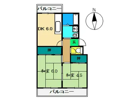 市川マンション I(2DK/2階)の間取り写真