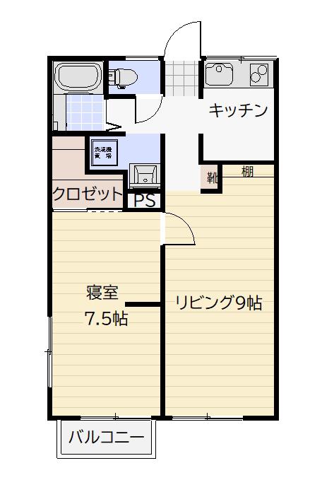 深沢ハイツB(2K/1階)の間取り写真
