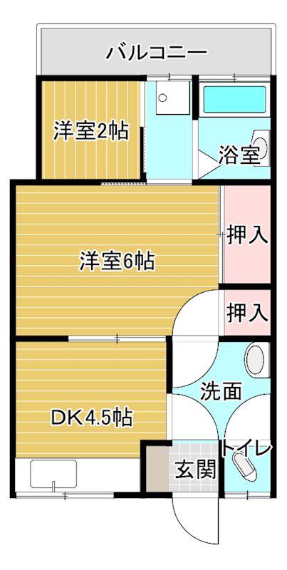 白百合荘(2DK/2階)の間取り写真