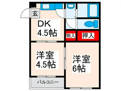 浜野ビル(2DK/2階)の間取り写真