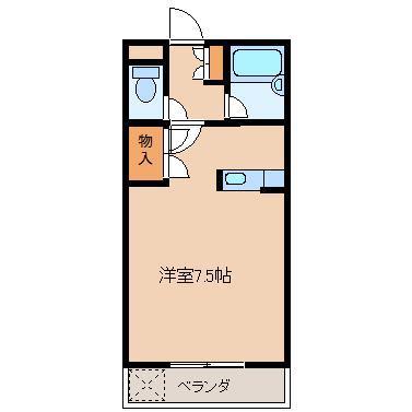 コンフォート木花A(ワンルーム/1階)の間取り写真