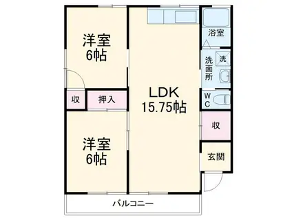 ＪＲ東海道本線 高塚駅 徒歩39分 2階建 築34年(2LDK/2階)の間取り写真