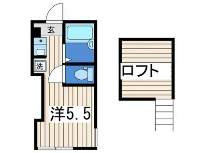 プライムテラス南太田B棟(ワンルーム/2階)の間取り写真