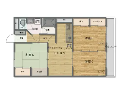 桜井マンション(3LDK/5階)の間取り写真