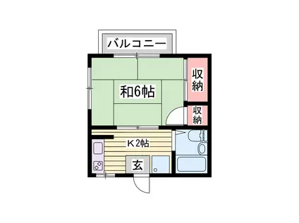 京口アパート(1K/2階)の間取り写真