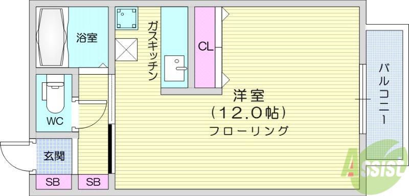 ファーストエイト桜ヶ丘(ワンルーム/1階)の間取り写真
