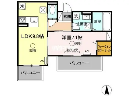 ルピナスシーサイド D棟(1LDK/3階)の間取り写真