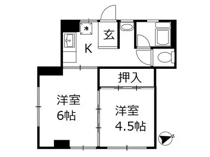 トガネマンション(2K/3階)の間取り写真