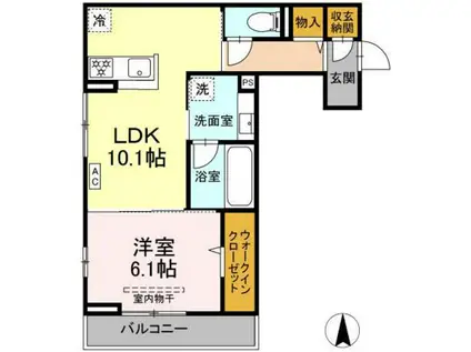 D-ROOMコサコ(1LDK/3階)の間取り写真