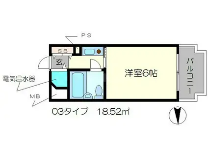 ライオンズマンション京都烏丸(1K/2階)の間取り写真