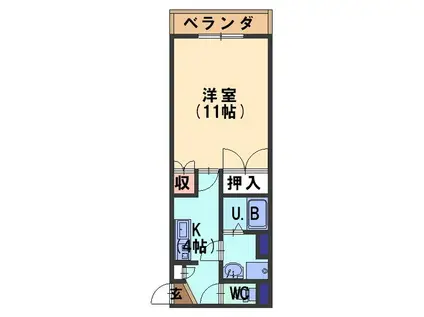 長坂台ツインマンションI・II番館(1K/2階)の間取り写真
