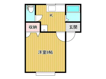 ツインズB(1K/1階)の間取り写真