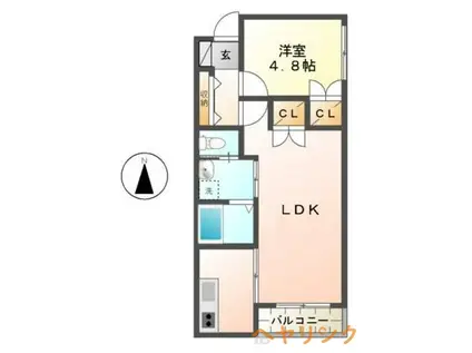 ホープ A(1LDK/4階)の間取り写真