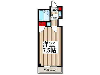 サニーサイド武蔵浦和(1K/3階)の間取り写真