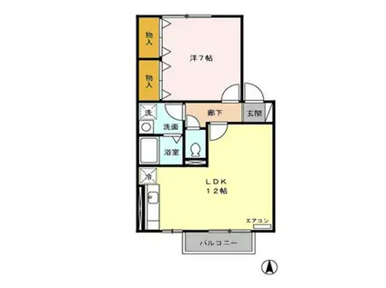 サンライフ広面(1LDK/1階)の間取り写真