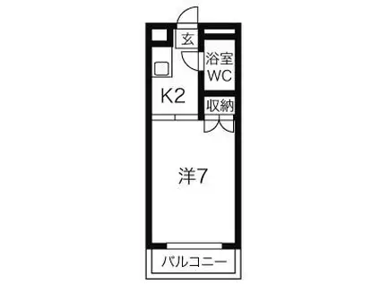 ラッキーキャット(1K/7階)の間取り写真