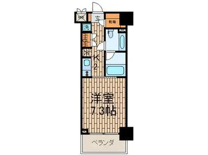 プライムアーバン目黒大橋ヒルズ(1K/6階)の間取り写真