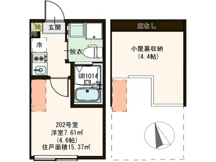 東伊興三丁目DESIGNER SAPARTMENT(1K/2階)の間取り写真