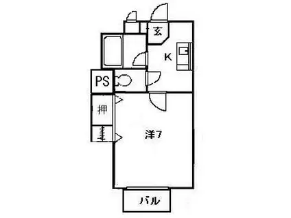 ヴィラエスポワール(1K/1階)の間取り写真