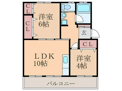 金子アベニュー300棟(2LDK/3階)の間取り写真