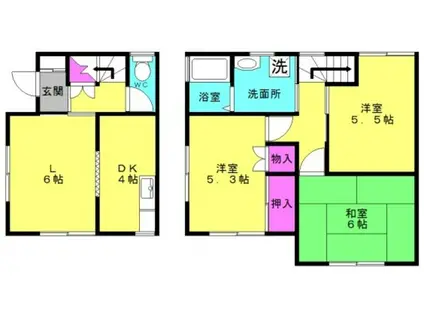 野口町北野戸建(4DK/1階)の間取り写真