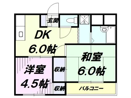 シティー秋桜(2DK/3階)の間取り写真