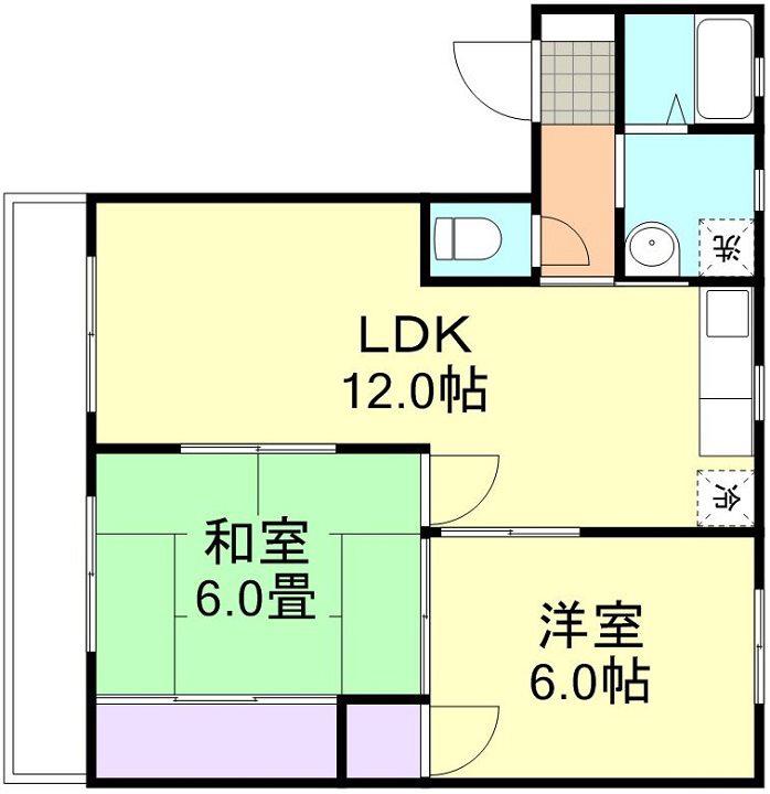 エトアール吉浦(2LDK/1階)の間取り写真