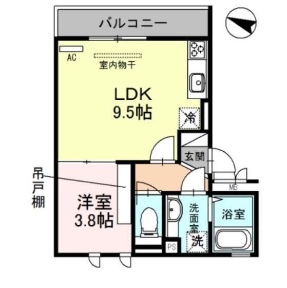 エムズ パリオ(1LDK/2階)の間取り写真