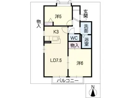 ハイムマグノリアA(2LDK/2階)の間取り写真