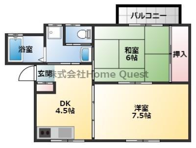 第1コーポ平野(2DK/2階)の間取り写真