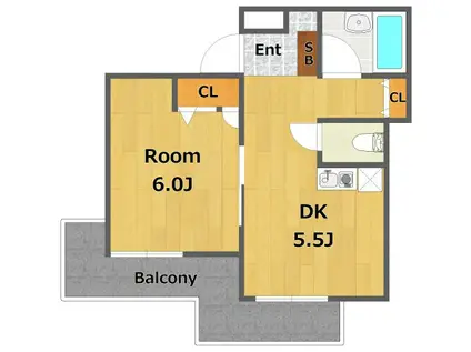 ビオレータ宝塚(1DK/2階)の間取り写真