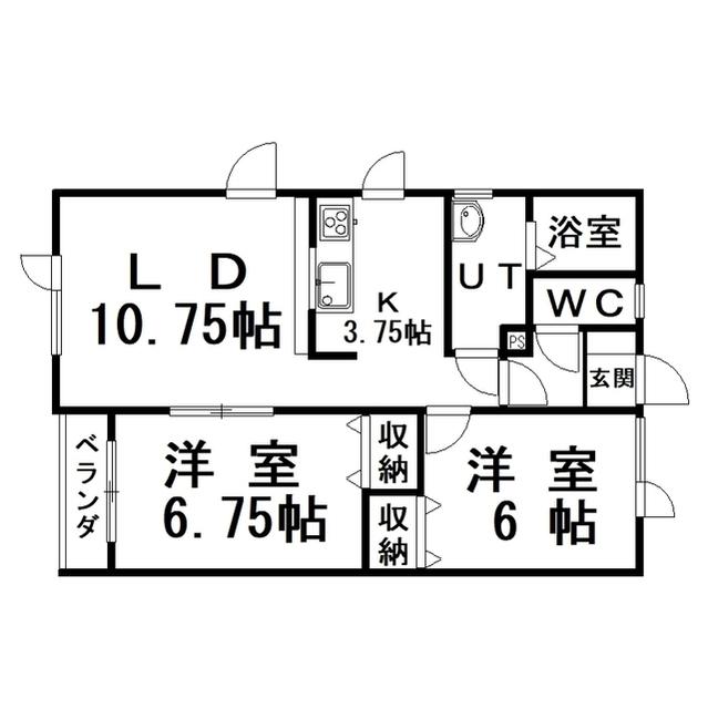 サンシャインKOWA(2LDK/1階)の間取り写真