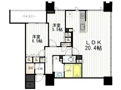 シティタワー仙台一番町レジデンス(2LDK/5階)の間取り写真