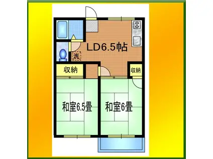 グリーンヴィラ・アワノ(2DK/2階)の間取り写真