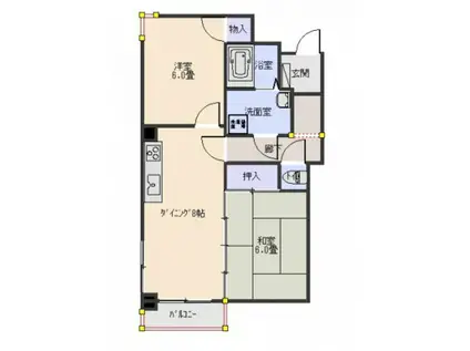 明貴マンション(2LDK/10階)の間取り写真