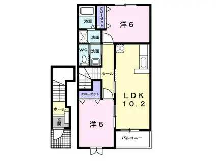 プリムローズIII(2LDK/2階)の間取り写真