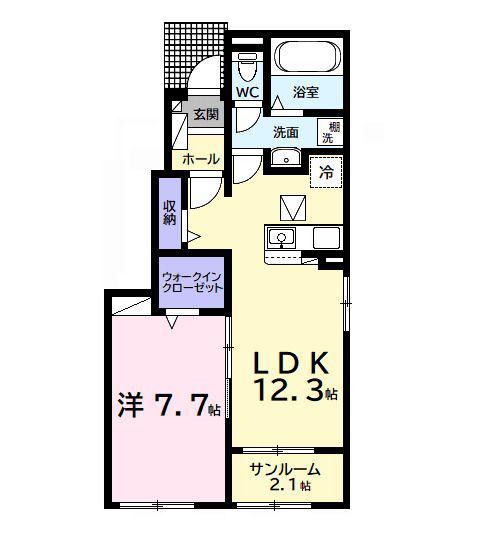 フェアリーA(1LDK/1階)の間取り写真