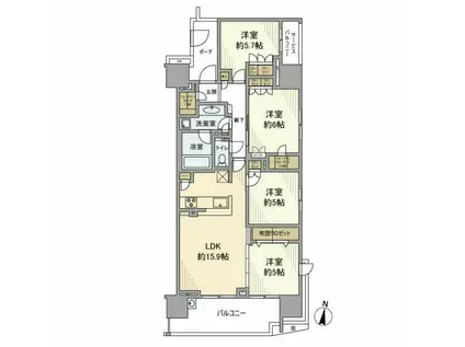 グレーシア藤沢鵠沼(4LDK/17階)の間取り写真