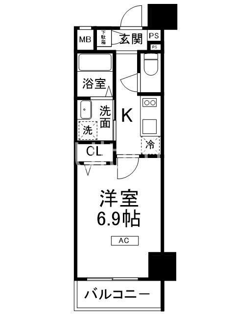 エストゥルース京都(1K/9階)の間取り写真