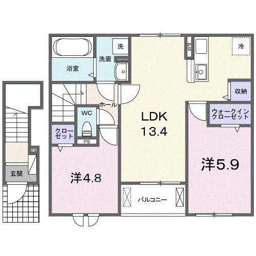 リーベハイム 桜(2LDK/2階)の間取り写真