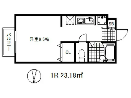 パセオ西芦屋(ワンルーム/2階)の間取り写真