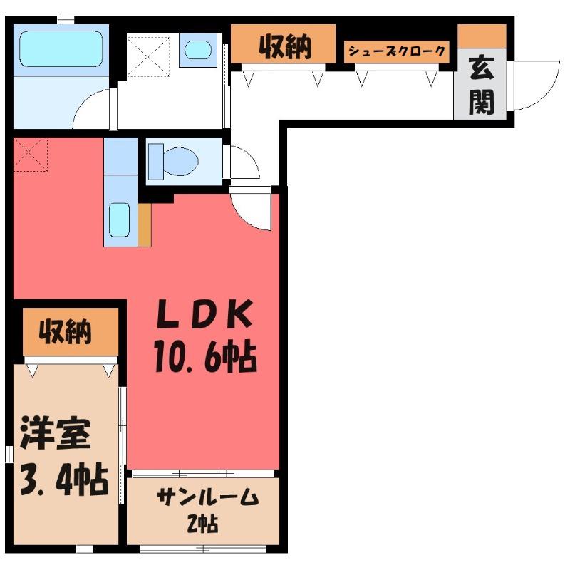 総社 M アネックス(1SK/2階)の間取り写真